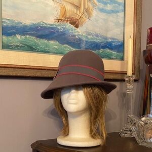 Grey color FairWeather brand cloche style hat wool 22.5”around in good condition